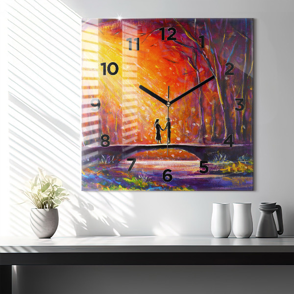 Orologio quadrato Coppia nella foresta