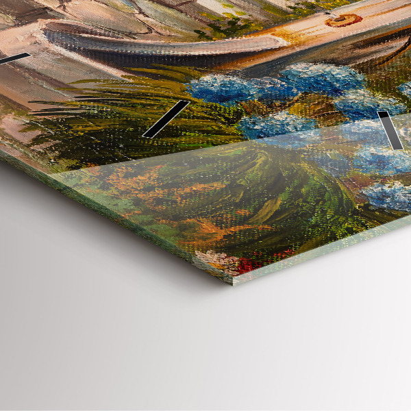 Orologio quadrato in vetro Composizione dell'olio nella foresta