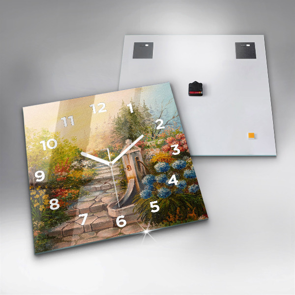 Orologio quadrato in vetro Composizione dell'olio nella foresta