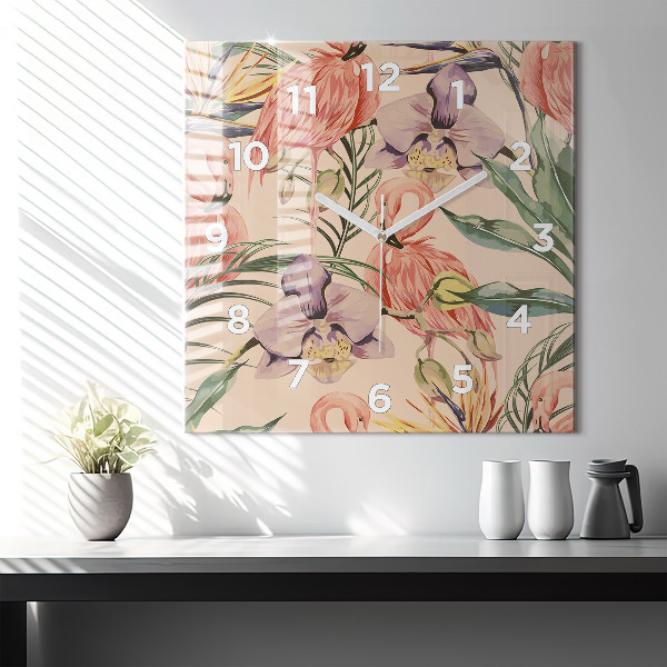 Orologio quadrato Foglie di palma tropicali