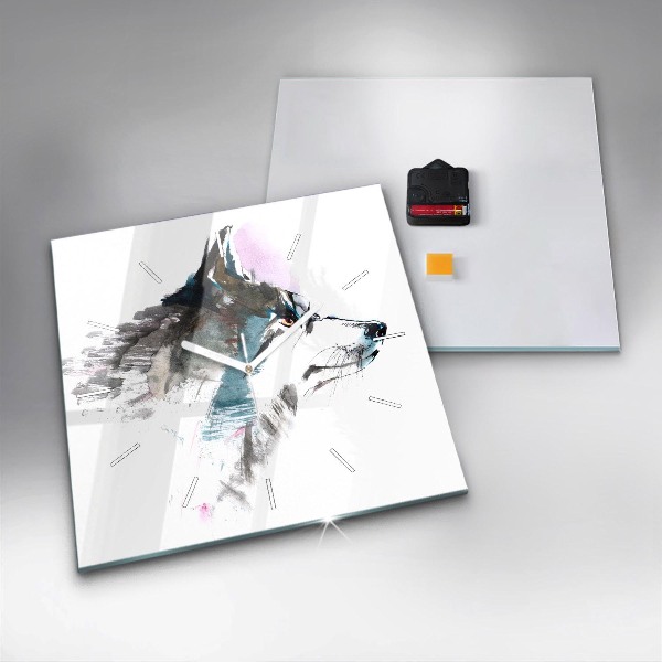 Orologio quadrato Profilo del lupo dipinto