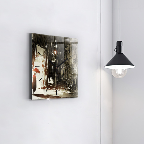 Orologio quadrato Donna in una notte piovosa