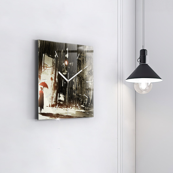 Orologio quadrato Donna in una notte piovosa