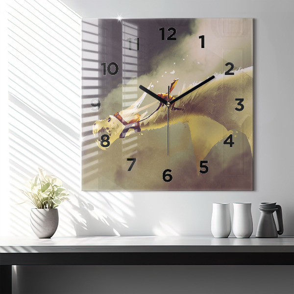 Orologio quadrato Illustrazione del cavaliere del drago