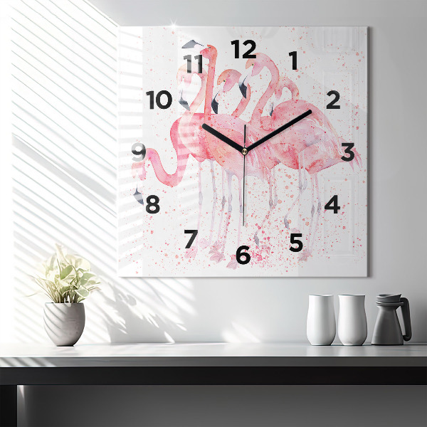 Orologio quadrato Un gruppo di fenicotteri