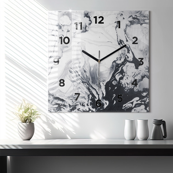 Orologio quadrato Marmo inchiostro astratto