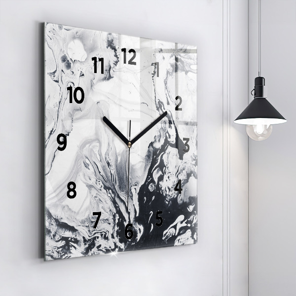 Orologio quadrato Marmo inchiostro astratto