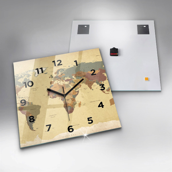 Orologio quadrato Mappa del mondo d'epoca