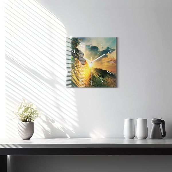 Orologio quadrato Prospettiva del tramonto delle onde