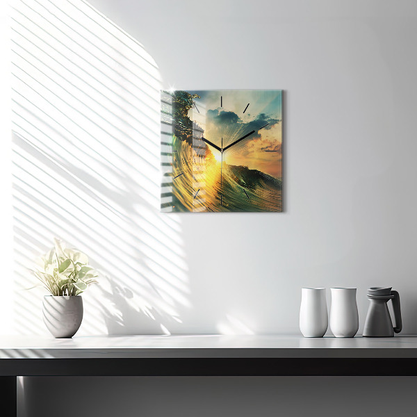 Orologio quadrato Prospettiva del tramonto delle onde