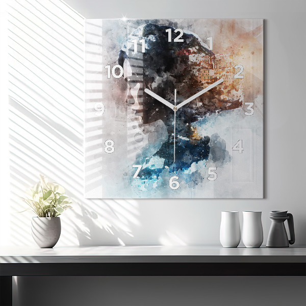 Orologio quadrato Volti astratti