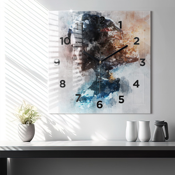 Orologio quadrato Volti astratti