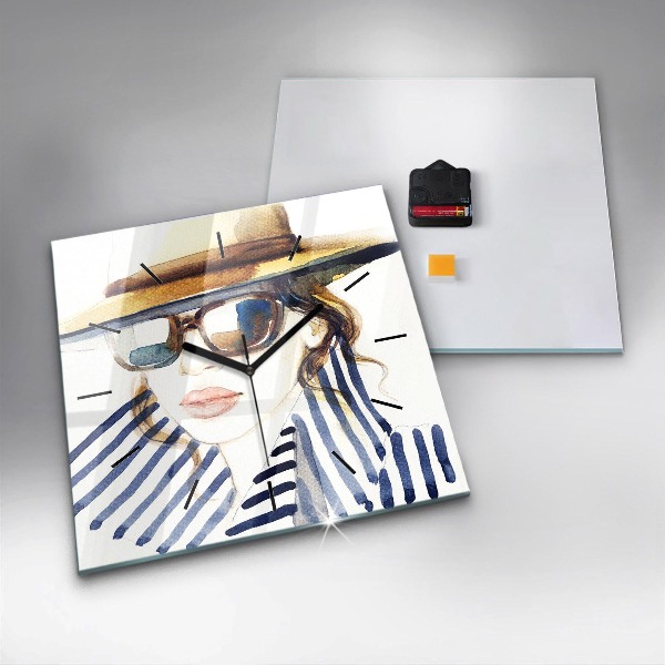 Orologio quadrato Faccia con occhiali e cappello