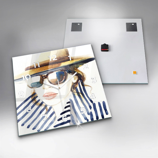 Orologio quadrato Faccia con occhiali e cappello