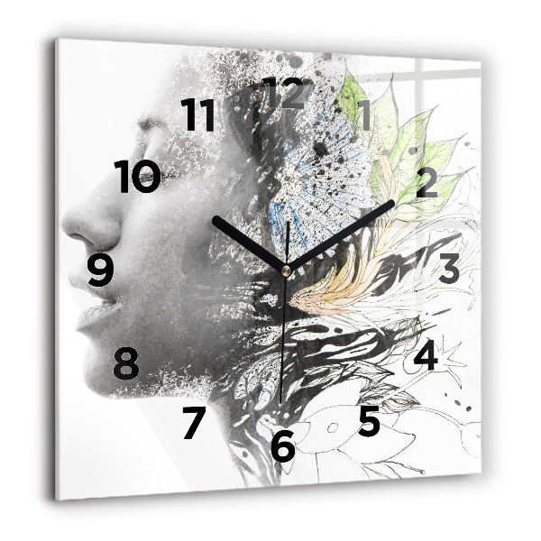 Orologio quadrato Volto di donna astratto
