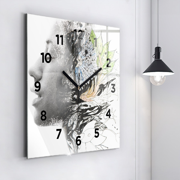 Orologio quadrato Volto di donna astratto