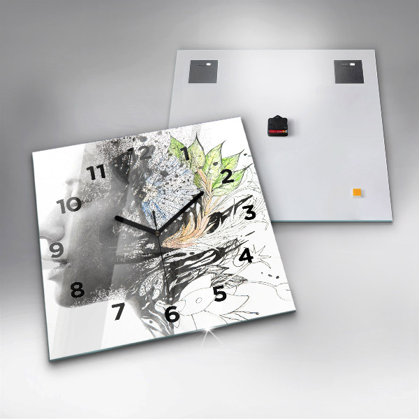 Orologio quadrato Volto di donna astratto