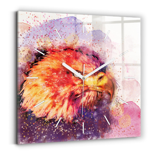 Orologio quadrato in vetro Aquila acquerello