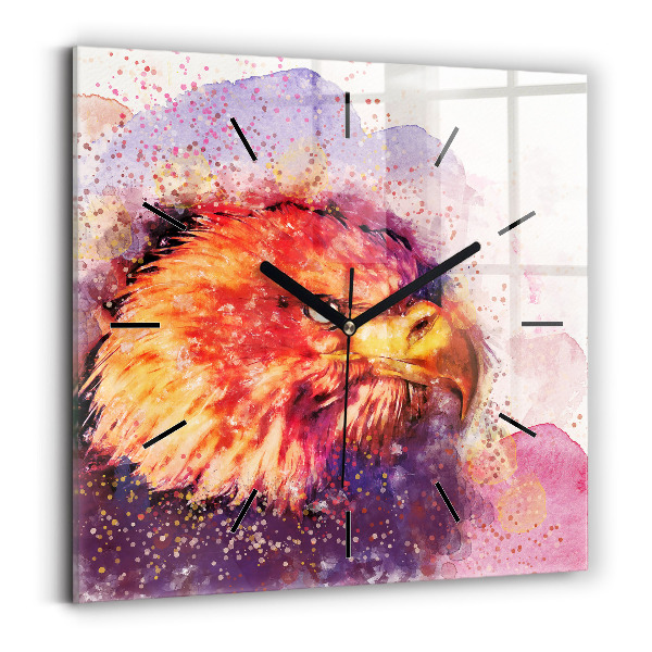 Orologio quadrato in vetro Aquila acquerello
