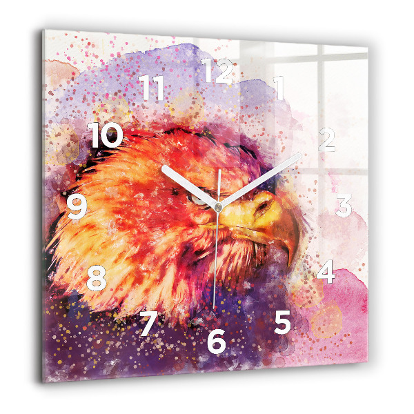 Orologio quadrato in vetro Aquila acquerello
