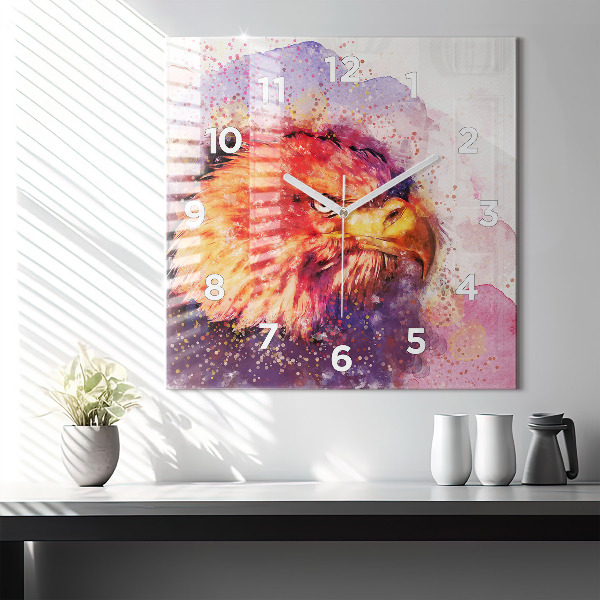 Orologio quadrato in vetro Aquila acquerello