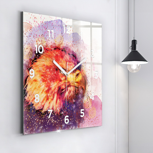 Orologio quadrato in vetro Aquila acquerello