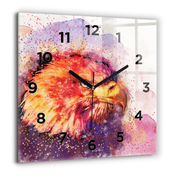 Orologio quadrato in vetro Aquila acquerello