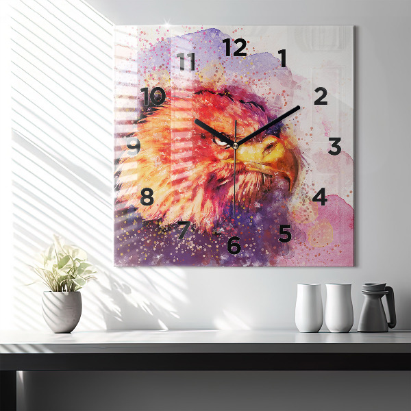 Orologio quadrato in vetro Aquila acquerello