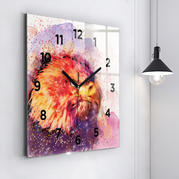 Orologio quadrato in vetro Aquila acquerello
