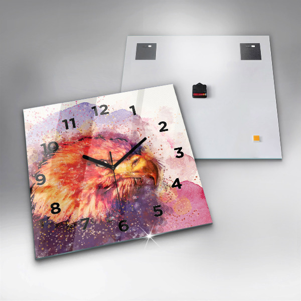 Orologio quadrato in vetro Aquila acquerello