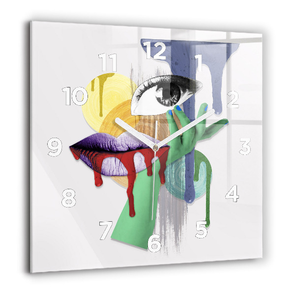 Orologio quadrato in vetro collage surrealista