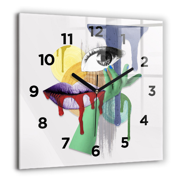 Orologio quadrato in vetro collage surrealista