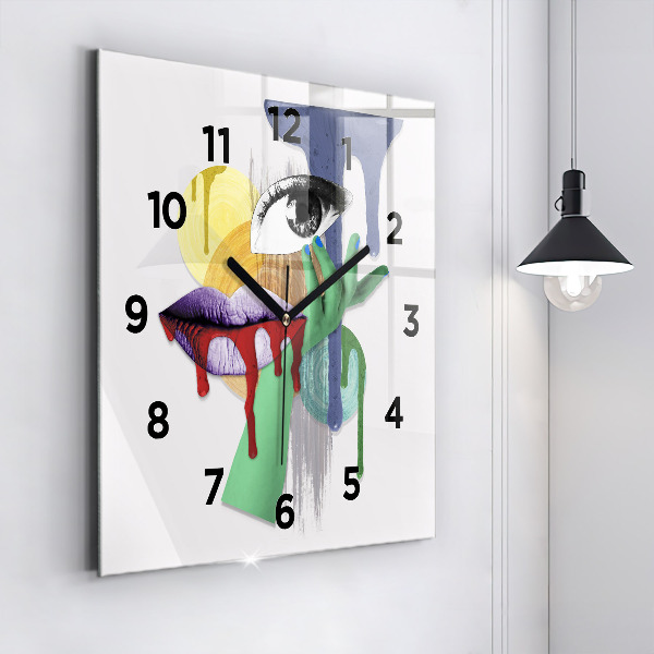 Orologio quadrato in vetro collage surrealista