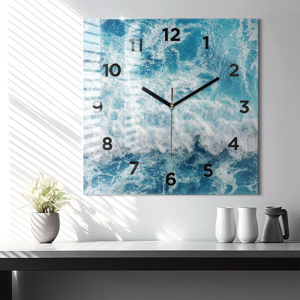Orologio quadrato in vetro Onde dell'oceano