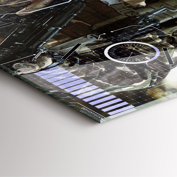 Orologio quadrato in vetro Soldato con una pistola