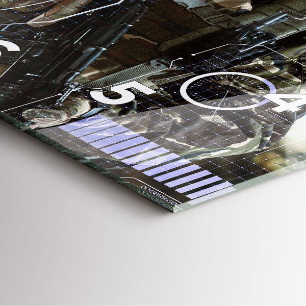 Orologio quadrato in vetro Soldato con una pistola