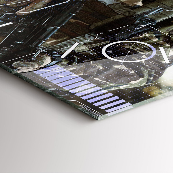 Orologio quadrato in vetro Soldato con una pistola