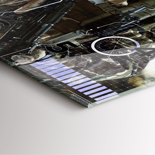 Orologio quadrato in vetro Soldato con una pistola