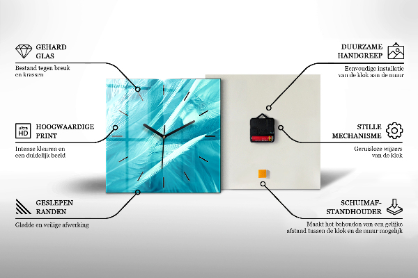Orologio quadrato in vetro Motivo geometrico