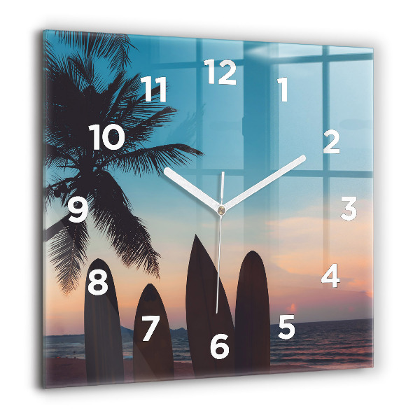 Orologio quadrato in vetro Surf sulla spiaggia
