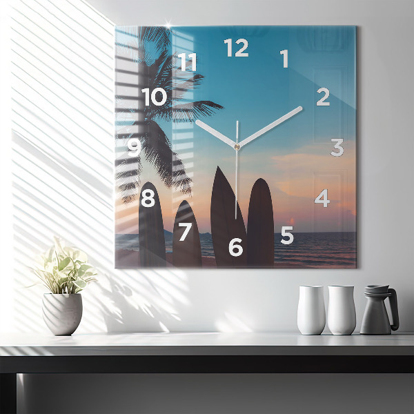 Orologio quadrato in vetro Surf sulla spiaggia