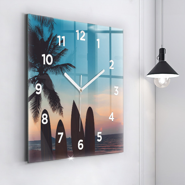 Orologio quadrato in vetro Surf sulla spiaggia