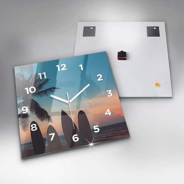 Orologio quadrato in vetro Surf sulla spiaggia