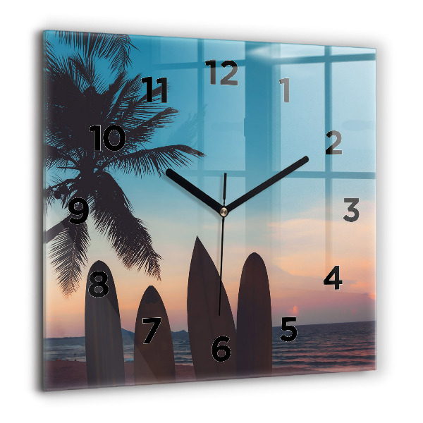 Orologio quadrato in vetro Surf sulla spiaggia