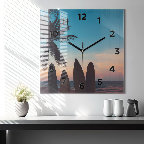 Orologio quadrato in vetro Surf sulla spiaggia