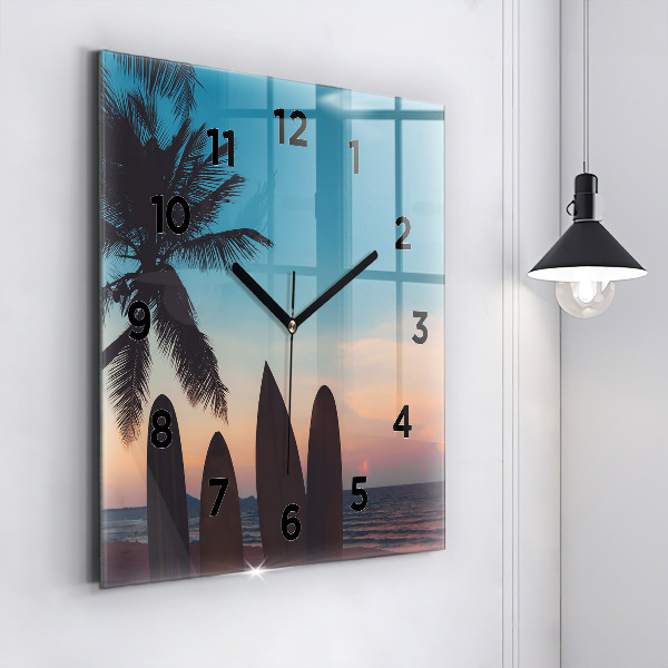 Orologio quadrato in vetro Surf sulla spiaggia