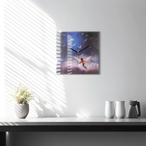 Orologio quadrato in vetro Ragazzo con le ali