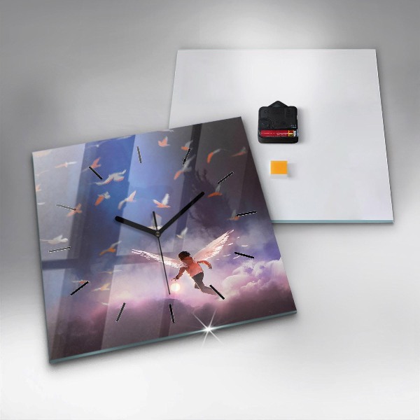 Orologio quadrato in vetro Ragazzo con le ali