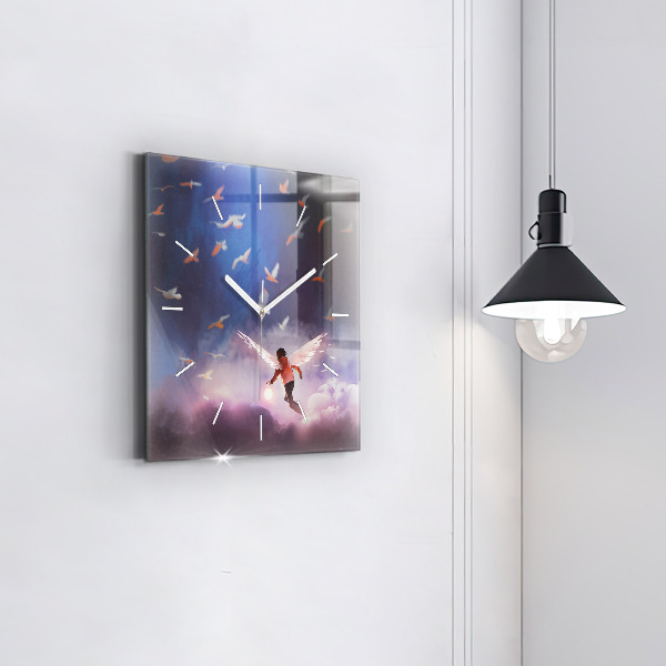 Orologio quadrato in vetro Ragazzo con le ali