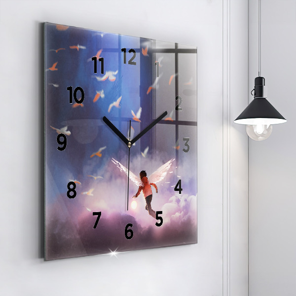Orologio quadrato in vetro Ragazzo con le ali
